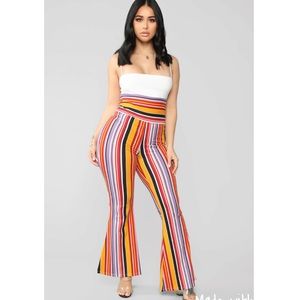SOLD Fashion Nova Stripe flare pants 🌈